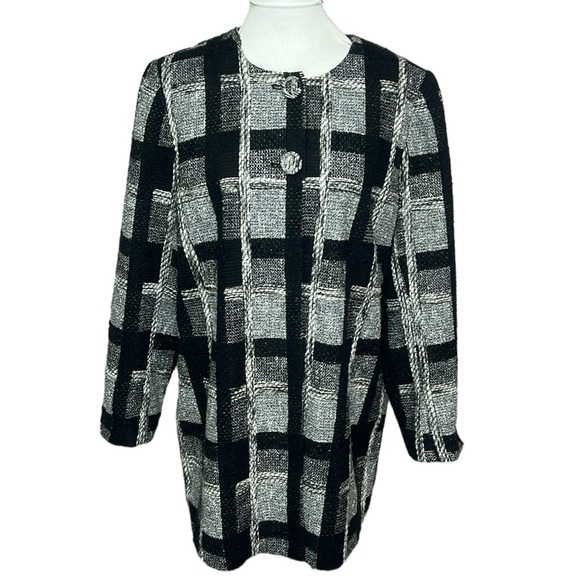 Chicos Checkered Black White Jacket - Picture 1 of 5